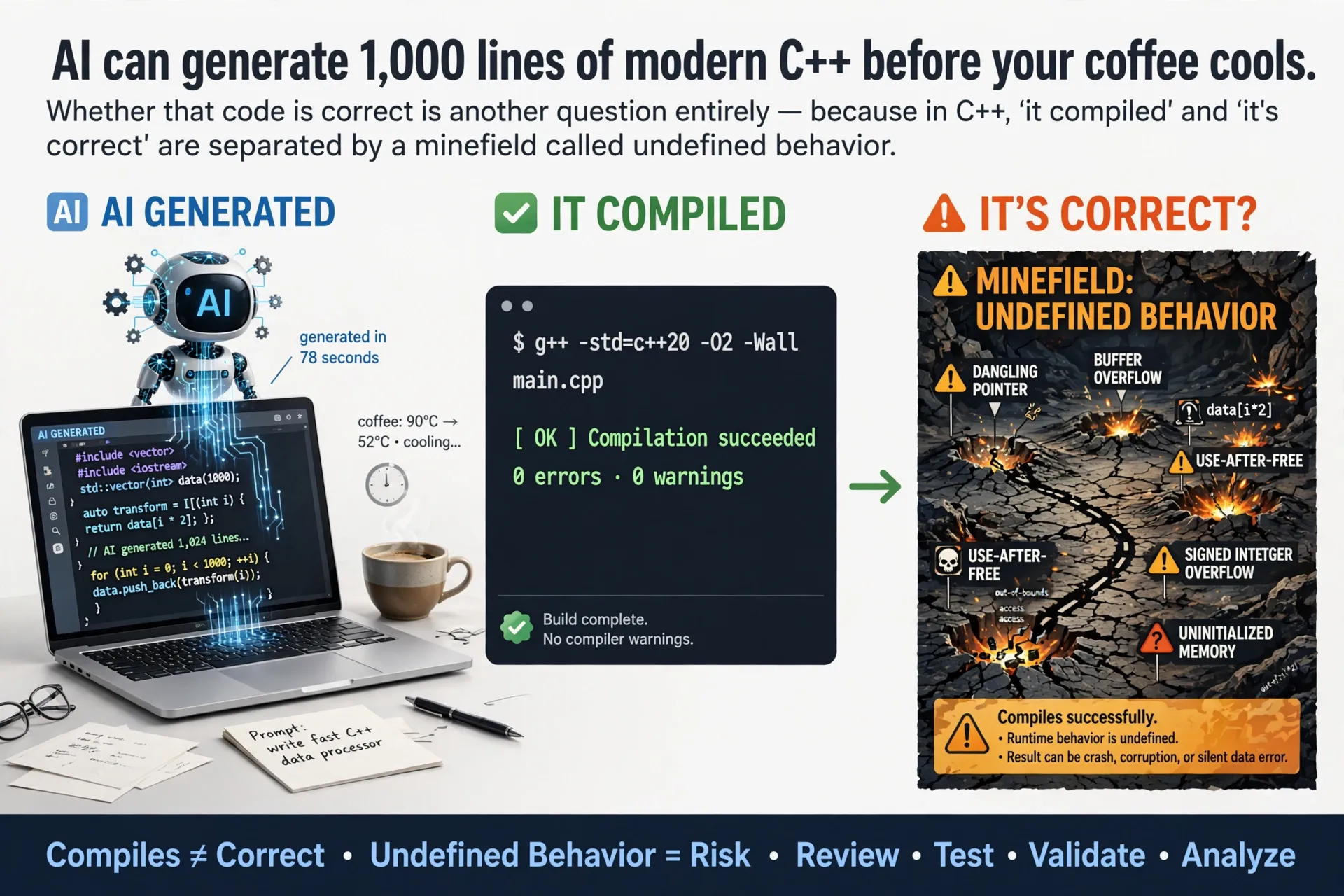 Trust, But Verify: A Survival Guide for AI-Generated Modern C++ Trust, But Verify: A Survival Guide for AI-Generated Modern C++